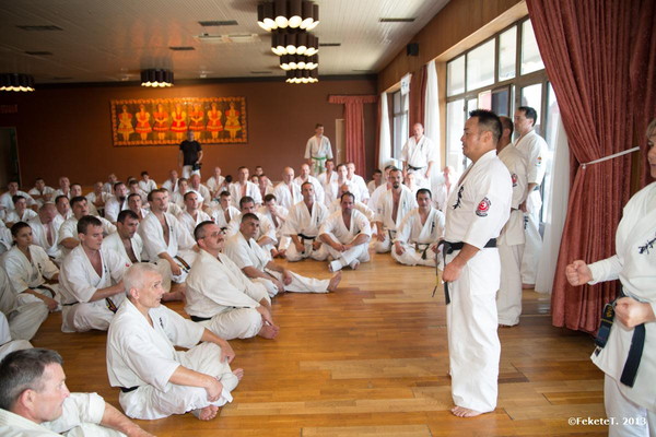 The participants, passionately listening to President Midori’s Kumite Seminar